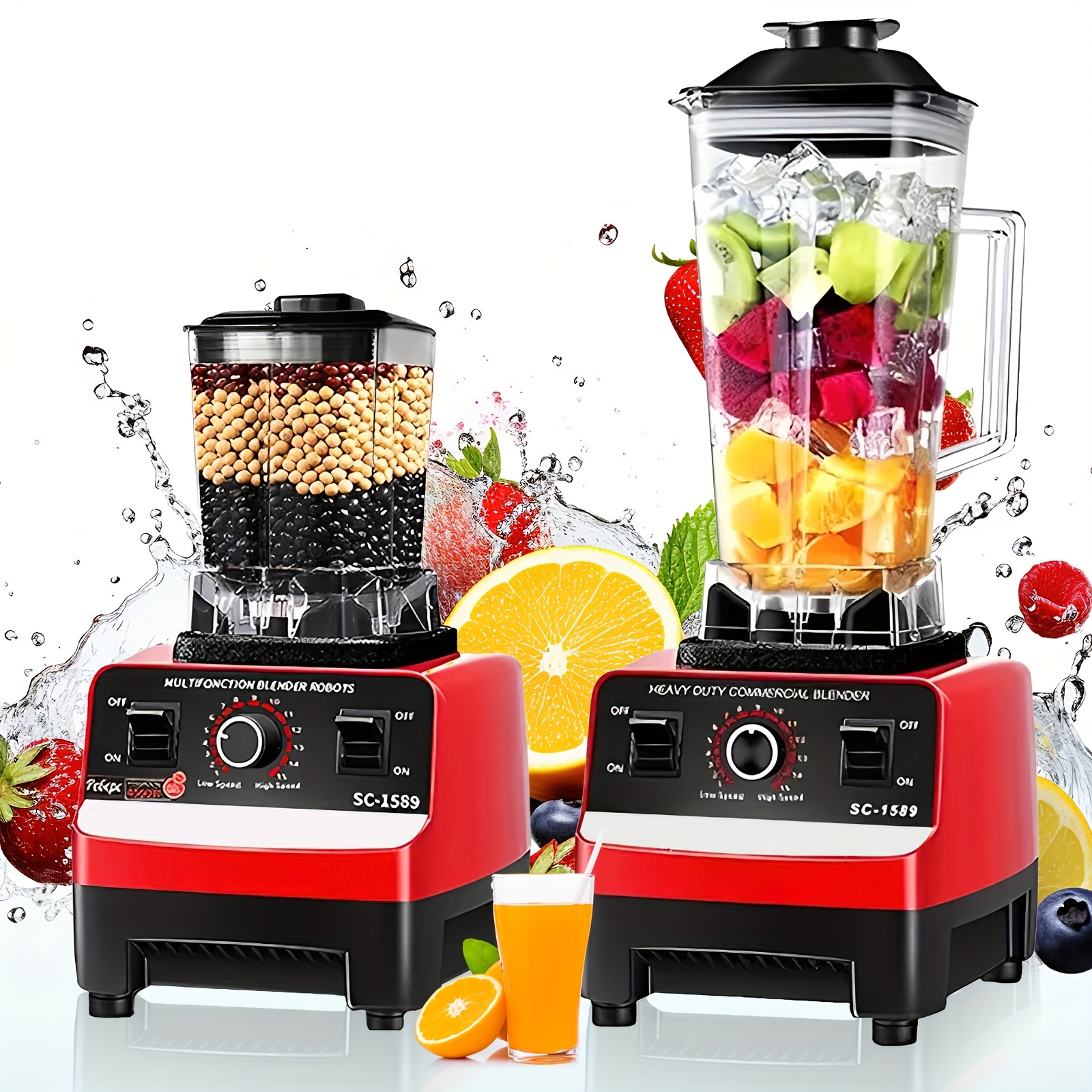 profesionalni blender 3-u-1 za smoothie i drobilicu leda, komercijalne oštrice od nehrđajućeg čelika za sok, orašasto mlijeko i smrznute deserte, protuklizna baza