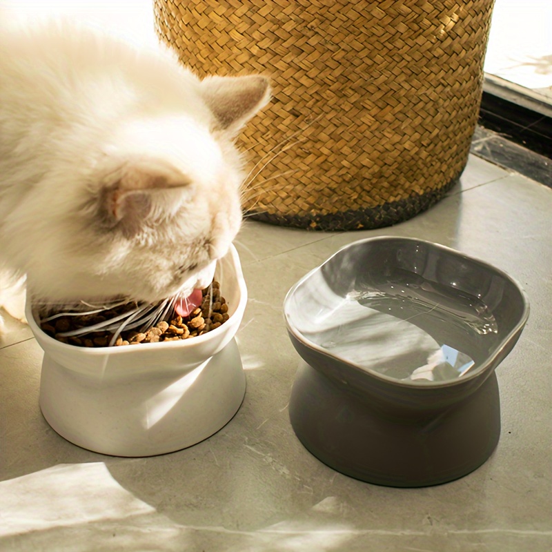 

2pcs Elevated Cat Bowls, Hanging Plastic Cat Food Bowl Water Dish With Tilted Design, Safe Neck Guard Cat Feeder Bowl