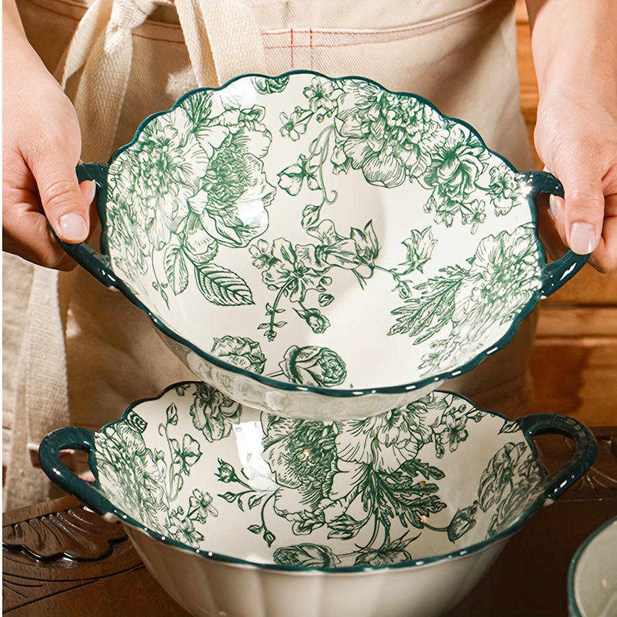 6 teiliges vintage grünes keramik geschirrset rose – grün