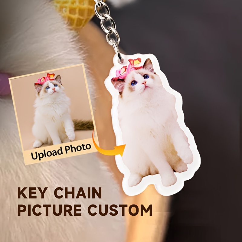 

Custom Pet Photo Keychain, Acrylic Double-sided Personalized Pet Memorial Keyring For Dogs, Cat & Dog Picture Keychain, Pet Lover Keepsake Gift