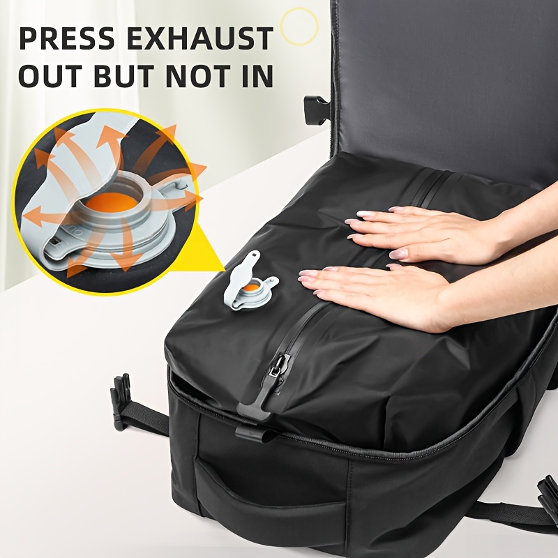 new vacuum compression backpack with air pump set approved by unisex travel shoulder bag for men women laptop compartment large capacity with multiple storage compartments 51 increased volume with internal vacuum seal main compartment side water bottle and umbrella pockets lightweight carry on luggage with trolley sleeve ideal for   trips and vacations 102 uses 3