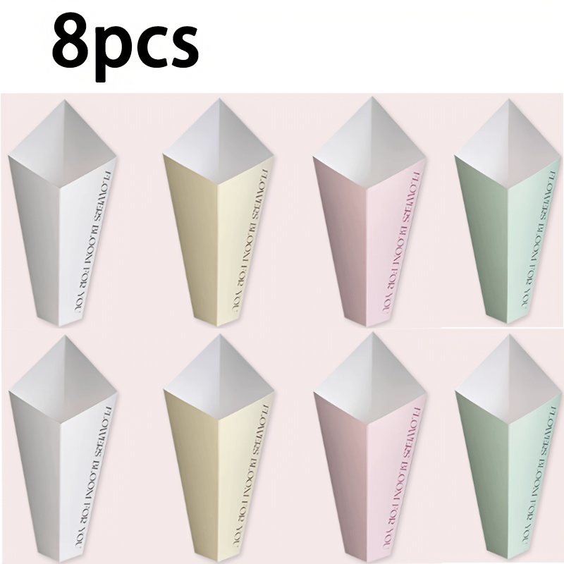 Image of 8pcs/elegant Floral Gift Bags - Perfect For Mother's Day, Birthdays & Weddings - Durable Paper Bouquet Tote With Handles