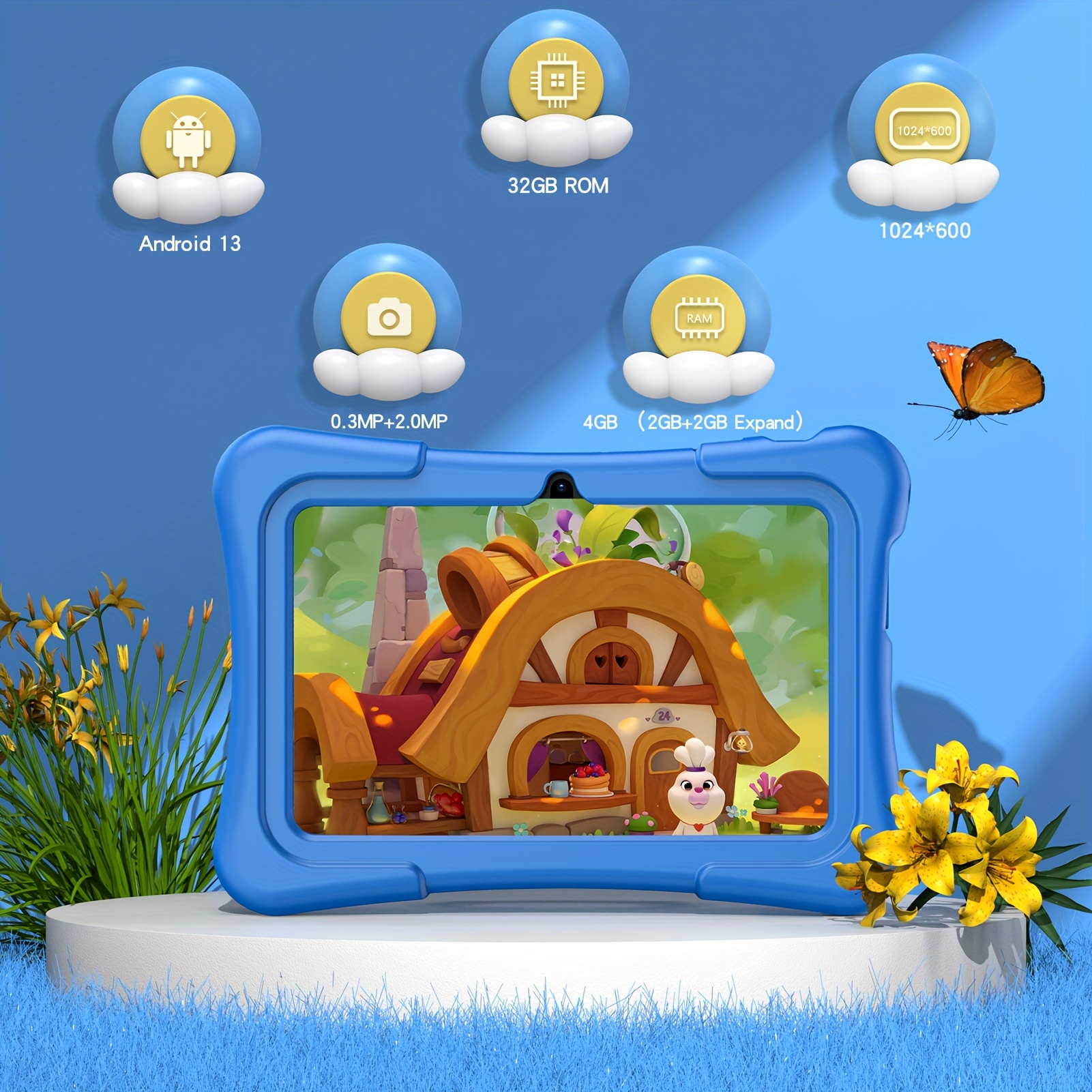 PRITOM K7 Android 13 Kids Tablet with Protective Case - 7