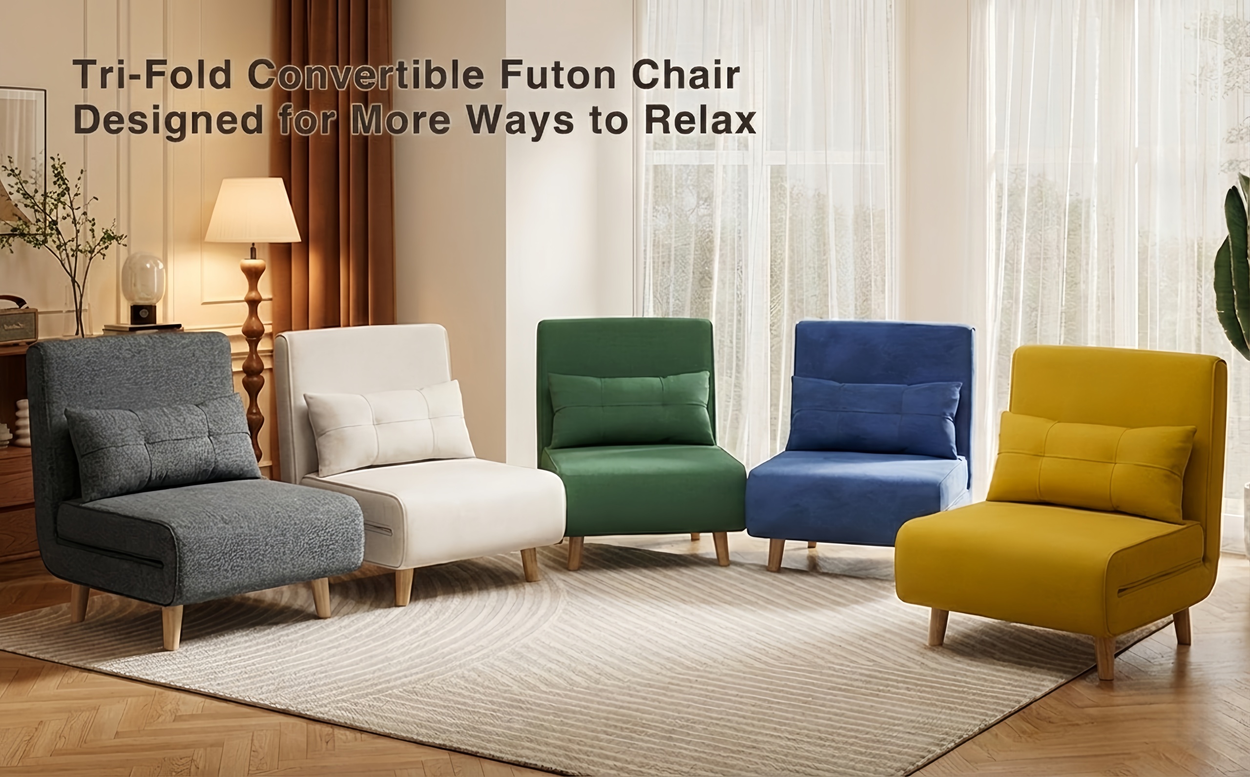 3-in-1 Convertible Sofa Bed Sleeper Chair with Pull-Out Bed, 6-Level Adjustable Backrest & Cushioned Armrests - Space-Saving Modern Furniture for Small Apartments, Dorms, Guest Rooms - Beige Sofa Chair Converts to Bed, Sleeper Sofa Bed