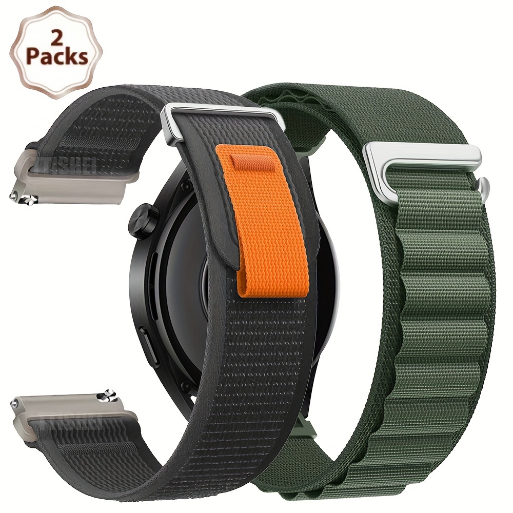 TEMU 2-pack 22mm 20mm Nylon Strap Suitable For Huawei Watch 5 4 3 2 2e Strap Gtr 47mm Suitable For For Galaxy Watch 7/6/5/4/6classic 44mm 40mm 45mm