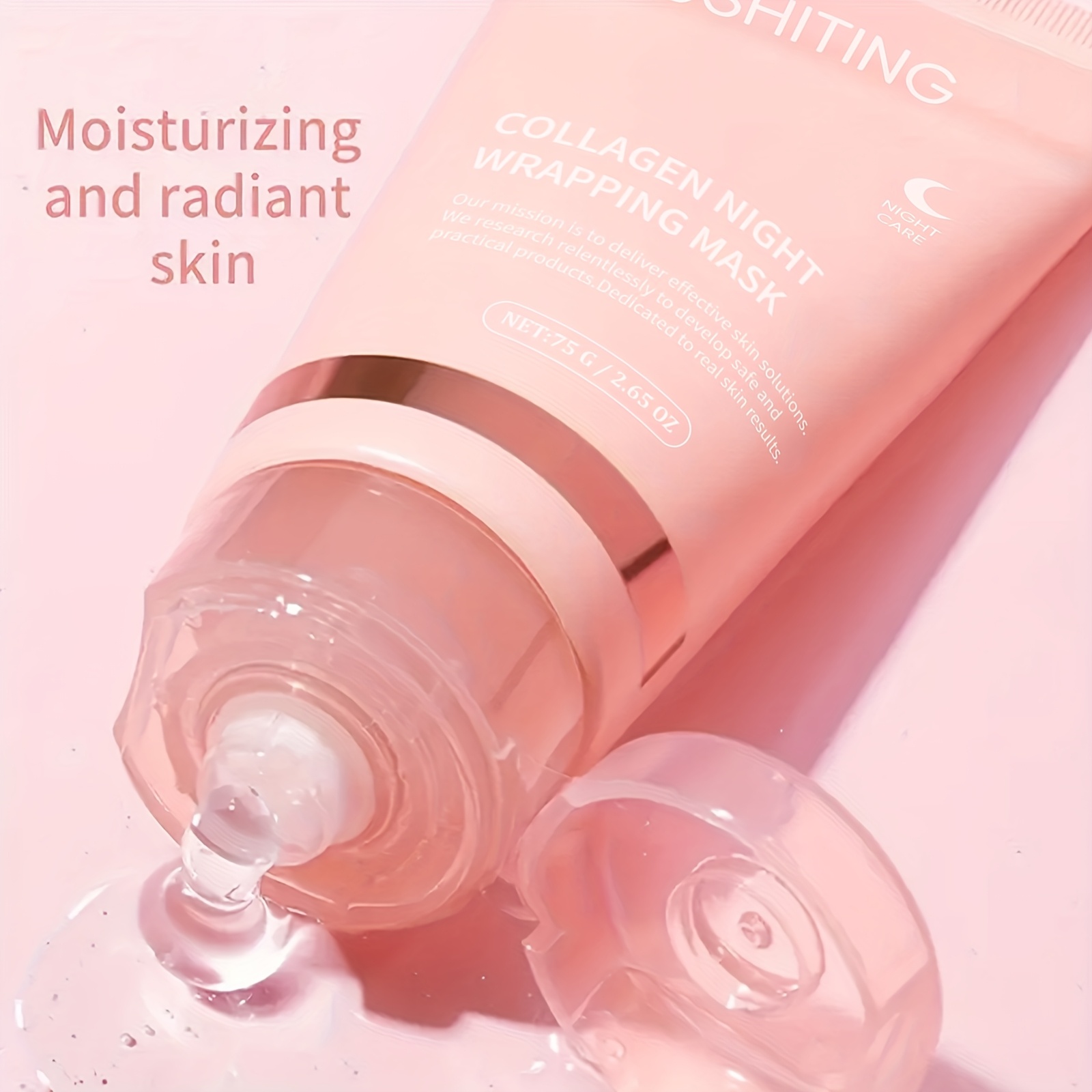 FUSHITING Collagen Night Wrapping Mask - Enriched with Collagen, Ceramide, Hyaluronic Acid, And Niacinamide - Provides Moisturization And Enhances Elasticity - Light Beige Care for Nighttime Skincare