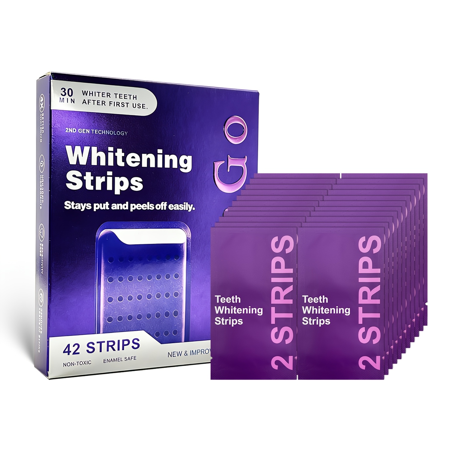 21 pár/42 csík. fejlesztett 4x lila fogfehérítő csíkok, teafoltok és kávéfoltok eltávolítására, utazáshoz és utazás közbeni használatra ideális, szájhigiéniai fehérítő termékek. lila fogfehérítő csíkok, biztonságos és szájhigiéniai használat Termék részletei 2