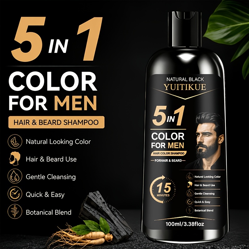 Shampoo Tintura de Cabelo Preto 5 em 1 - Cor Instantânea 8