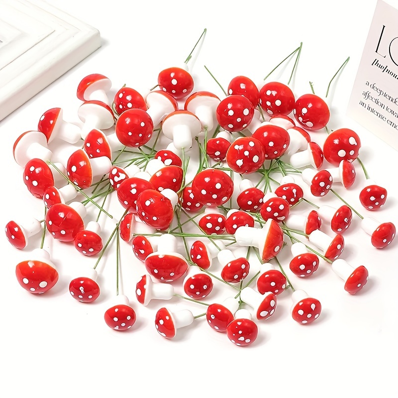 

/40pcs Red Mushroom Flowers, Plastic Diy Cake Decor, Christmas & Halloween Ornaments, For Wedding, Cakes, Gift Boxes, Wreaths, Crafts, Garden Decor, No Feather, Home & Kitchen Supplies