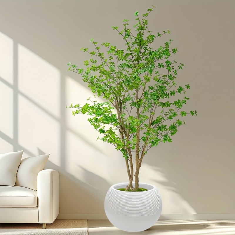 Extra Large Artificial Rock Spherical Plant Plastic Pots, Durable Threaded and Tree Pattern Combination, Suitable for Faux Plants, Flowers, and Easy-to-Care Greenery, Indoor/Outdoor Use, Ideal for Garden, Living Room, Balcony, Courtyard, Outdoor Ent