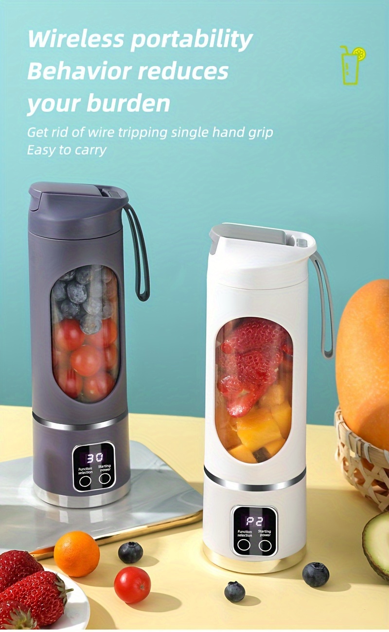 portable citrus juicer blender 450ml usb rechargeable mini travel juicer with   3   12 stainless steel blades pc material easy to clean for fresh   the go details 3