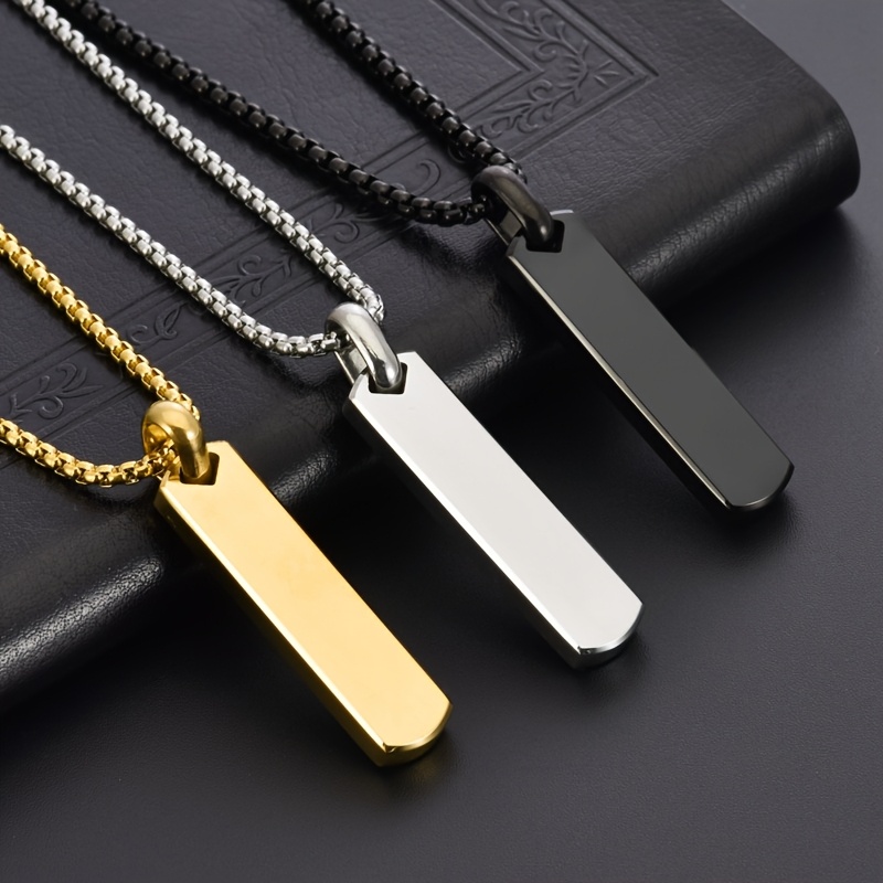 TEMU Set Of 3 Elegant Titanium 316l 316l Stainless Steel Long Pendant Necklaces - Stylish And - Modern And Unique Jewelry Gift For Him