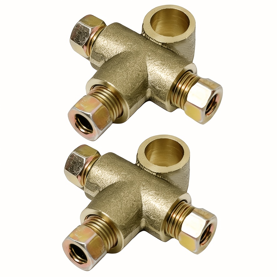 TEMU 2pcs Car Three-way T-shaped Brake Hose Connector - With 3/6 External Threaded Nuts, Car Brake Three-way M10 Short Connector, Suitable For