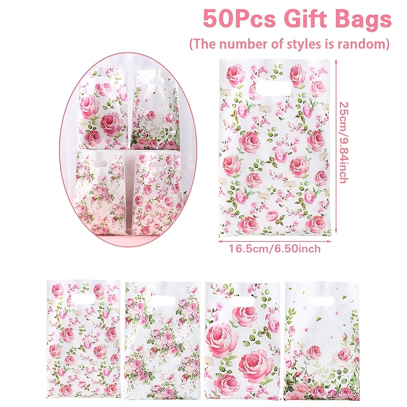TEMU 10/25/50 pezzi, Sacchetto regalo a tema rosa vintage (Stile casuale), Forniture per feste di matrimonio, Decorazioni per feste di compleanno,