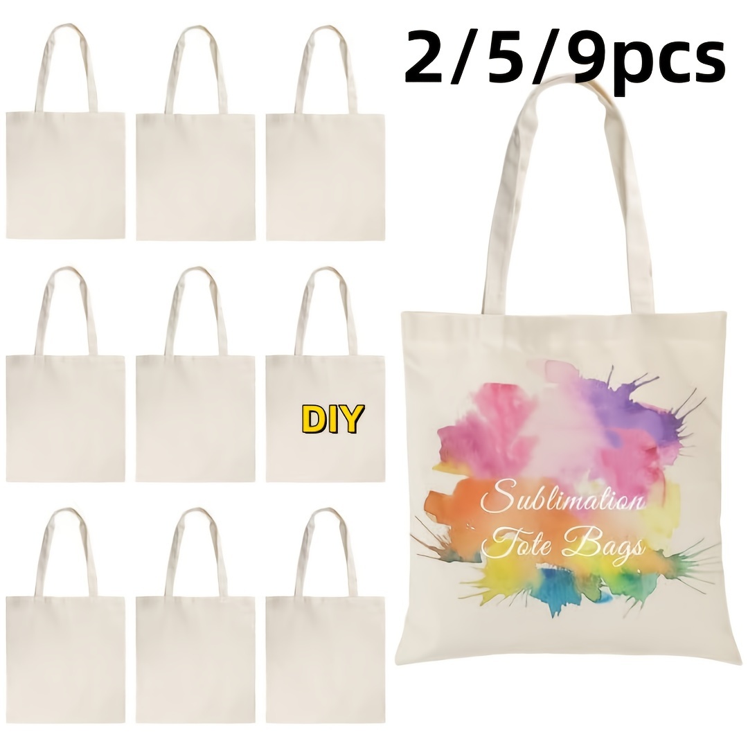 

2/5/9pcs, Sublimation Tote Bag 12.2x14.2 Inches, Sublimation Blank Canvas Tote Bag, Grocery Bag Decoration, Diy Crafts - Tote Bag