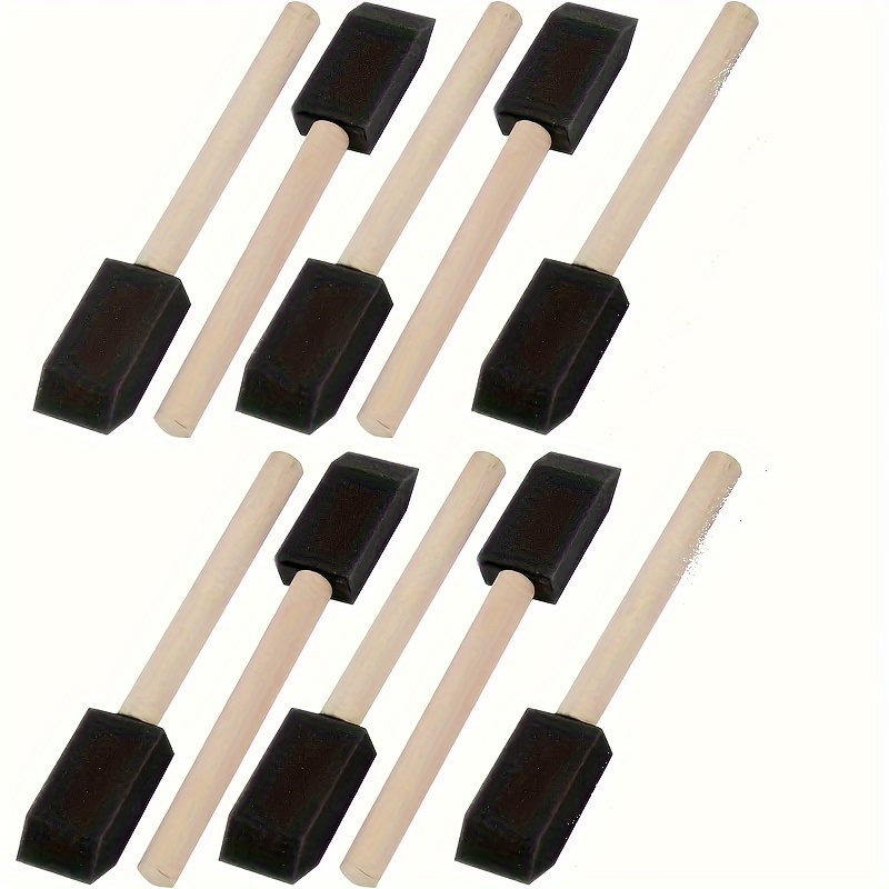 

10pcs Black Wooden Handle Sponge Paint Brushes For Diy Art, Graffiti, Acrylics & Crafts - Foam Brush Set, Paint Brushes For Crafts, Painting Staining, Varnishes, Stains