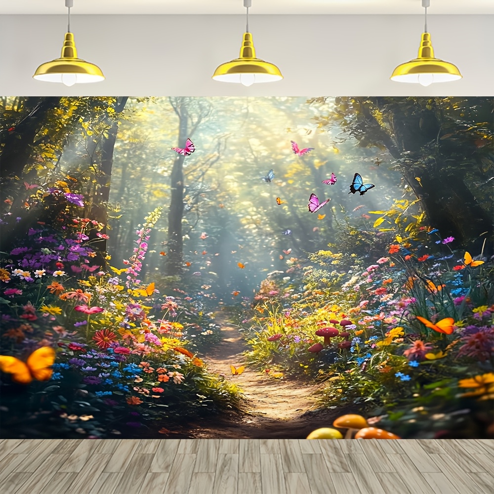Verzauberter Wald Und Schmetterling Wandteppich Wanddeko_voghion.com