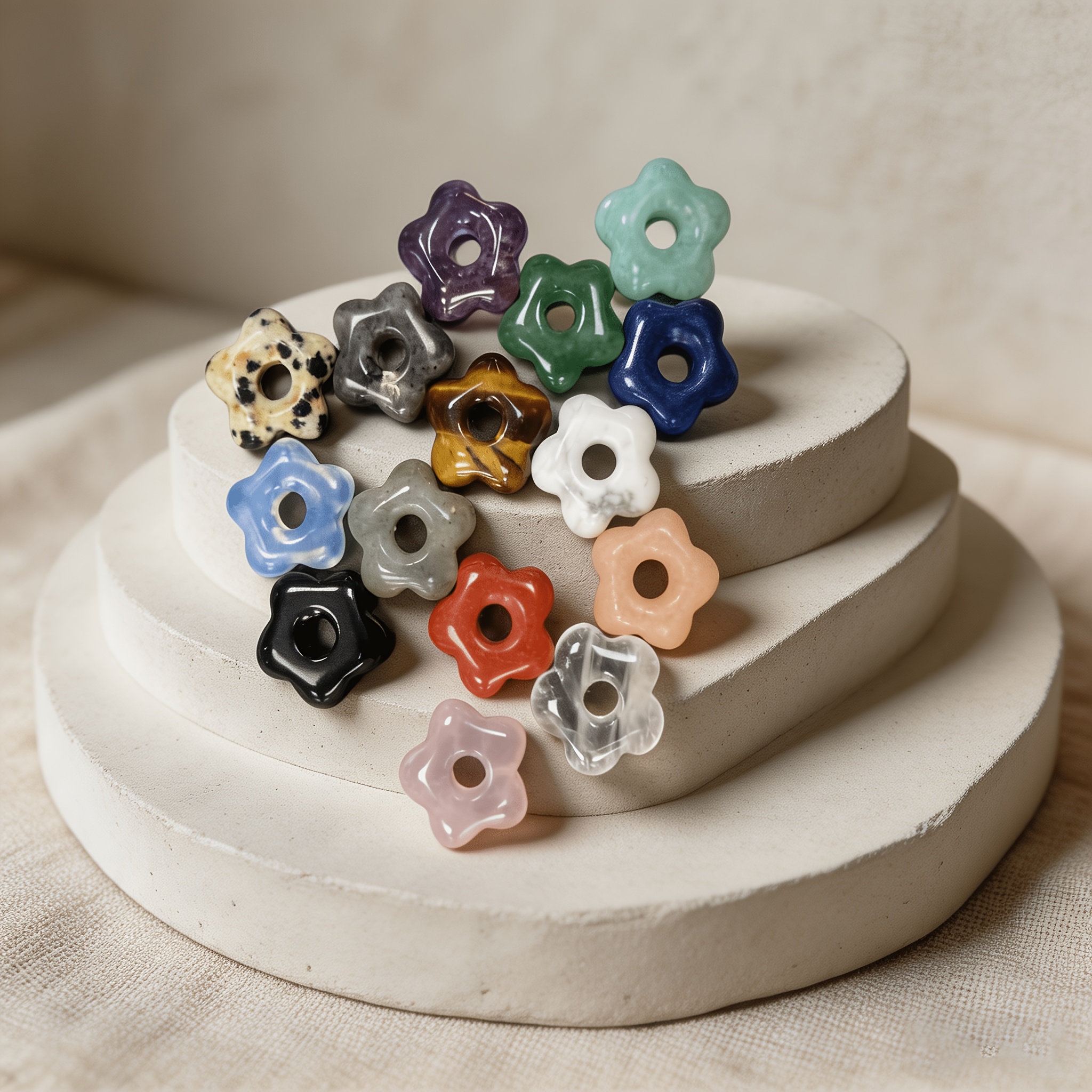 1pc Random Color Mixed Natural Crystal Flower Spacer Bead for Jewelry Making