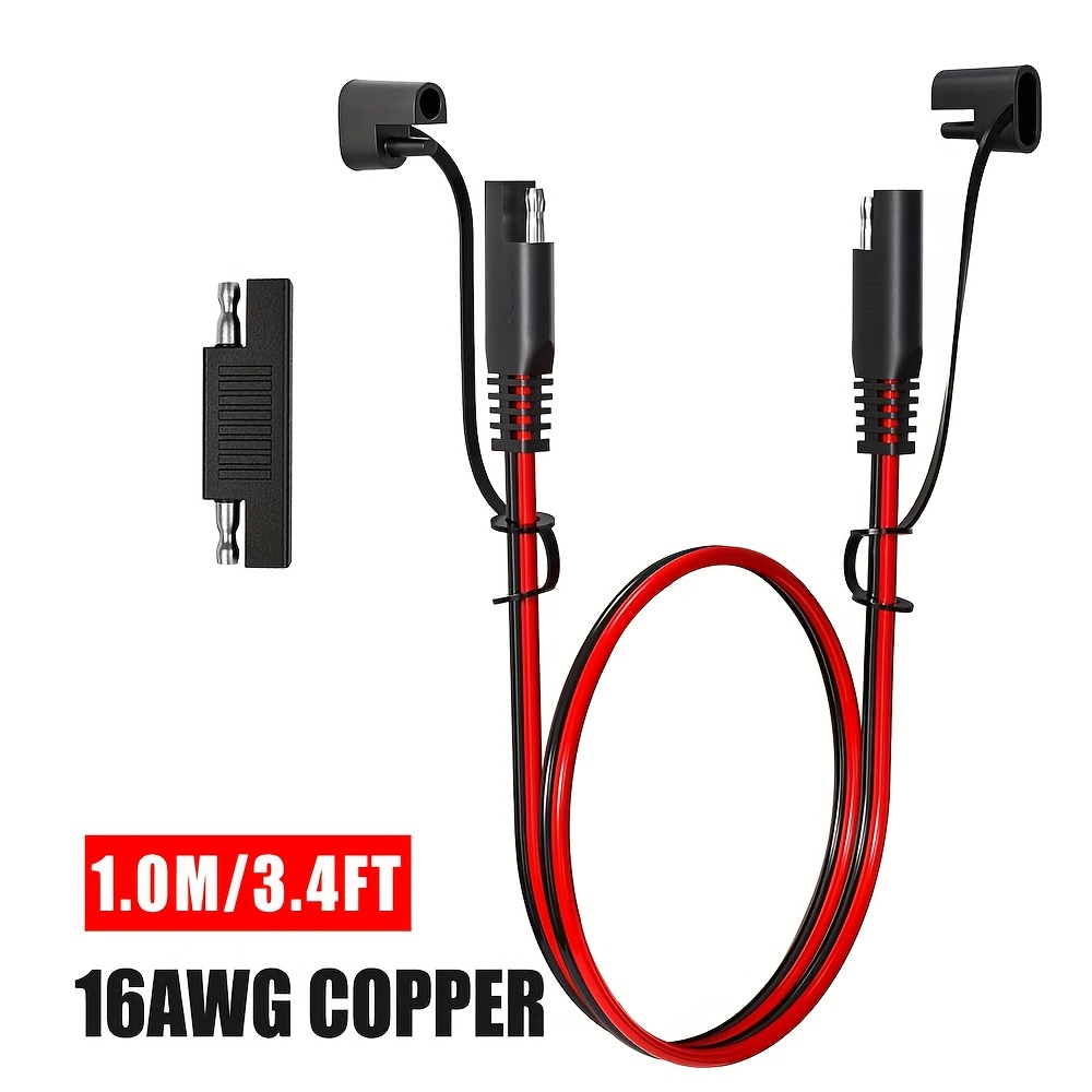 Image of Sae To Sae Extension Cable Wire, Harness 16awg, With Sae Polarity Reverse Adapter For Automotive, Quick Connect Disconnect Connector, For Solar Panel, Automotive, Motorcycle, Etc, Multiple Sizes From