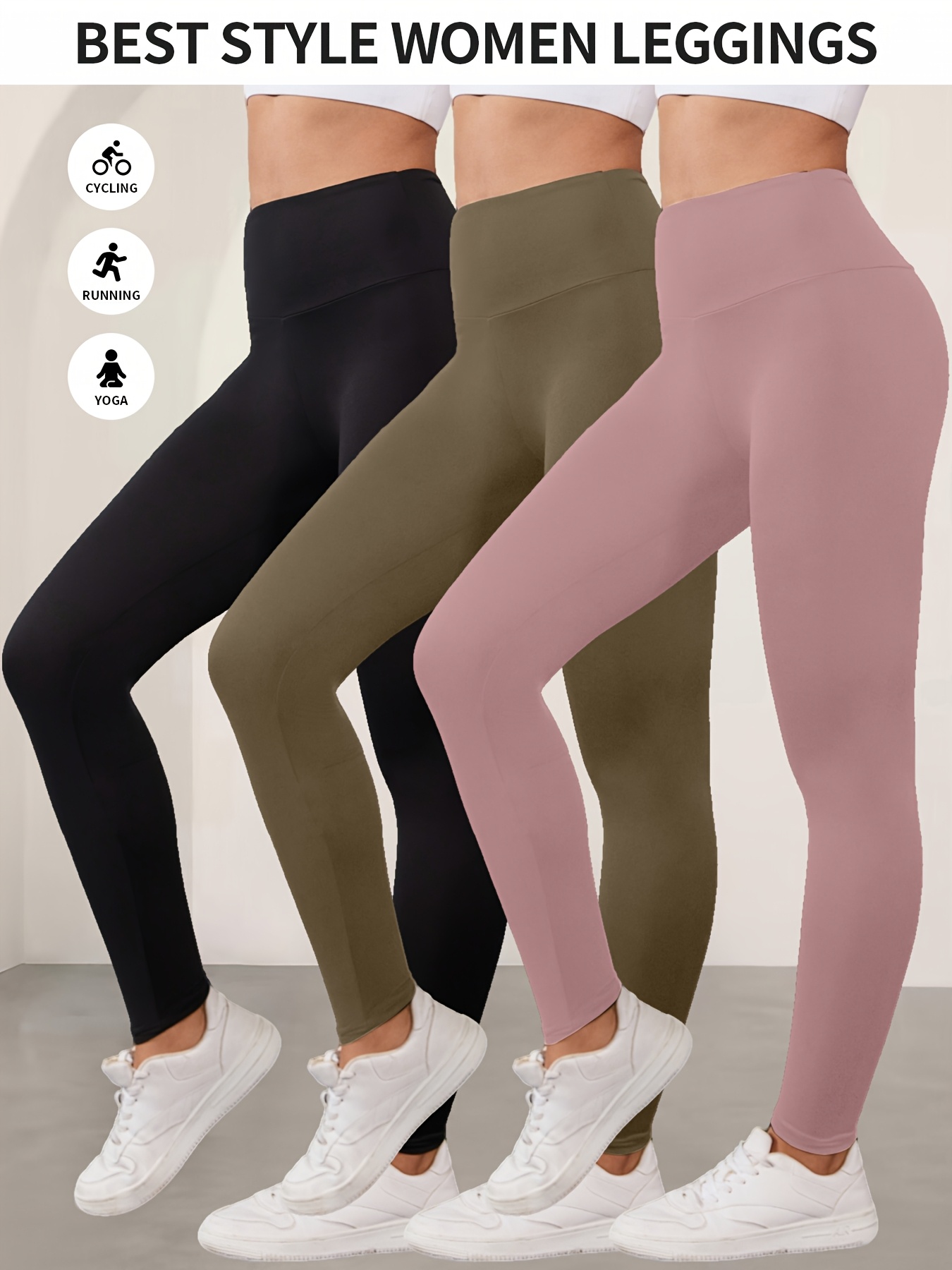3 pack super soft leggings for women high waisted tummy control non see through workout yoga running pants