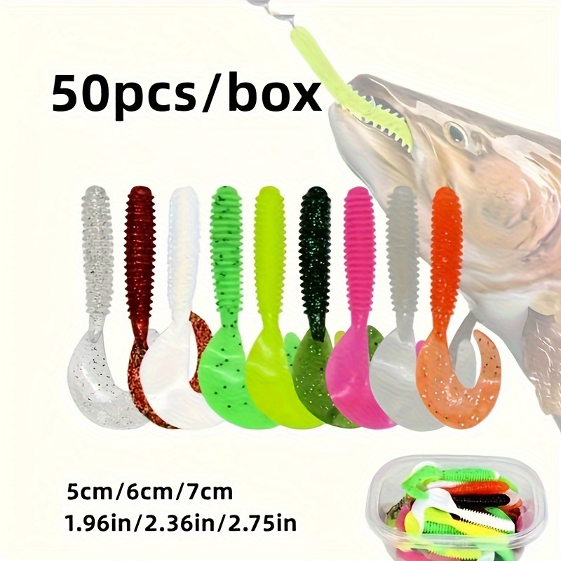 thumbnail image 2 of Gotour Soft Fishing Lures Grub Curly Tail Crappie Walleye Fishing 2 of 11