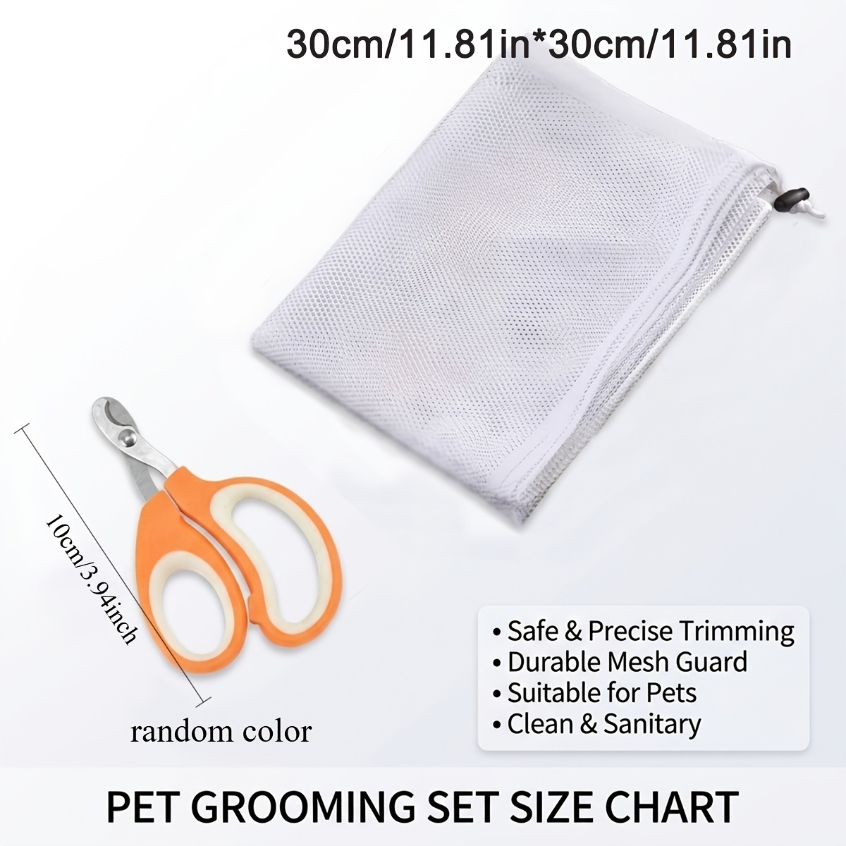 TEMU 2pcs (1 Random Color Scissors 1pc Net) Rabbit Nail Trimming Net Bag Plus Scissors, Rabbit Drawstring Anti-scratch Anti-bite Restraint Pouch, Pet