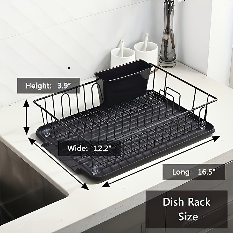 1 set of tableware drain rack kitchen counter utensil rack small stainless steel utensil drain rust resistant with black utensil rack and drainage board suitable for kitchen and rv Product details 4
