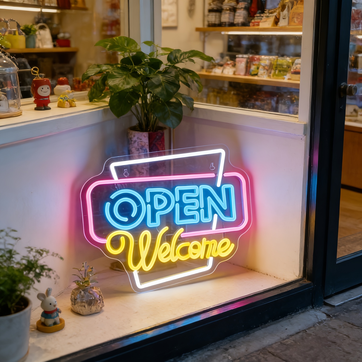 TEMU Open Welcome Neon Signs, For Wall Decoration, Indoor Led Nightlight Signs, For Shops, Adjustable Brightness Handmade Commercial Neon Signs, With