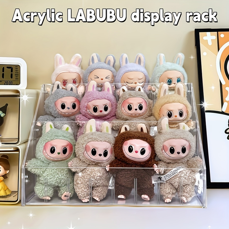 

1pc Labubu Transparent Display Stand, Acrylic Material, Transparent Plush Doll Storage Box, Adjustable Display Stand For Organizing And Displaying Labubu, Doll Collection