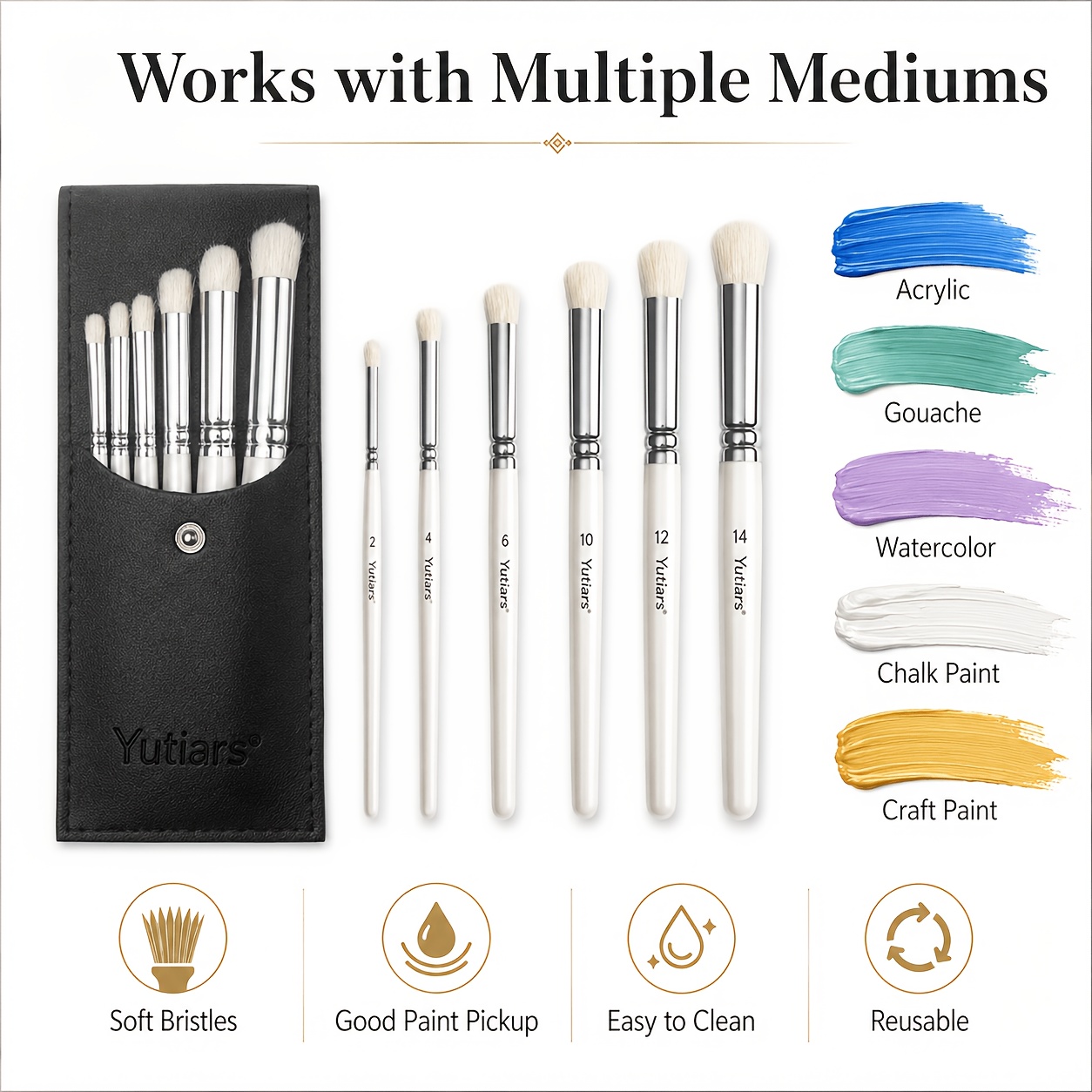 TEMU Ensemble de 6 pinceaux miniatures professionnels Yutiars - 6 tailles, manche en bois et poils en nylon, adaptés pour , la peinture à l'huile, de