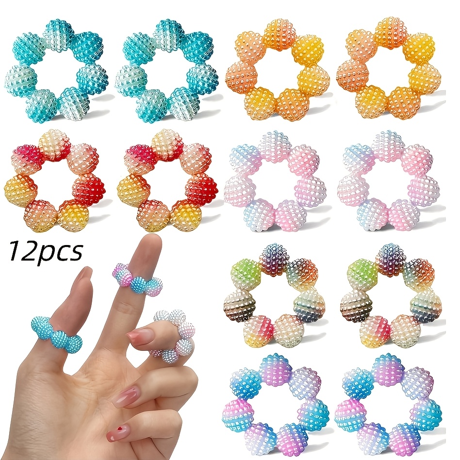 Image of 12pcs Colored Bead Sensory Finger Rings - Massage Ball - Adjustable Relax Anxiety Calming With Finger Rings, Multicolor For Adults, For Finger Massager, For Office Workers
