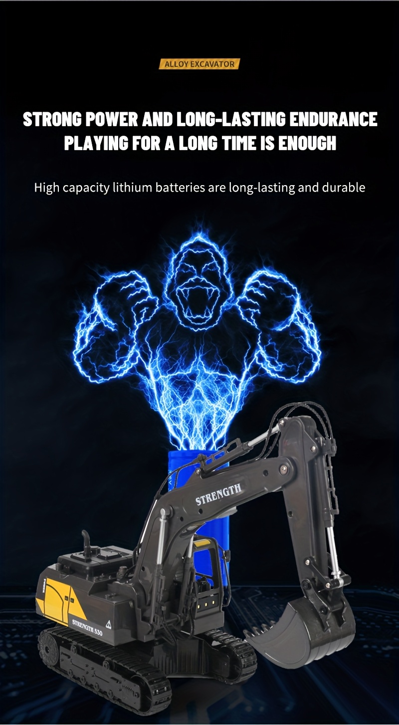 [RC Excavator] 1:20 Scale Alloy RC Excavator Toys | Remote Control Construction Vehicle, Metal Shovel, Battery Powered, Digging Arm | Birthday Gift, Easter Gifts For Adults Boys Kids