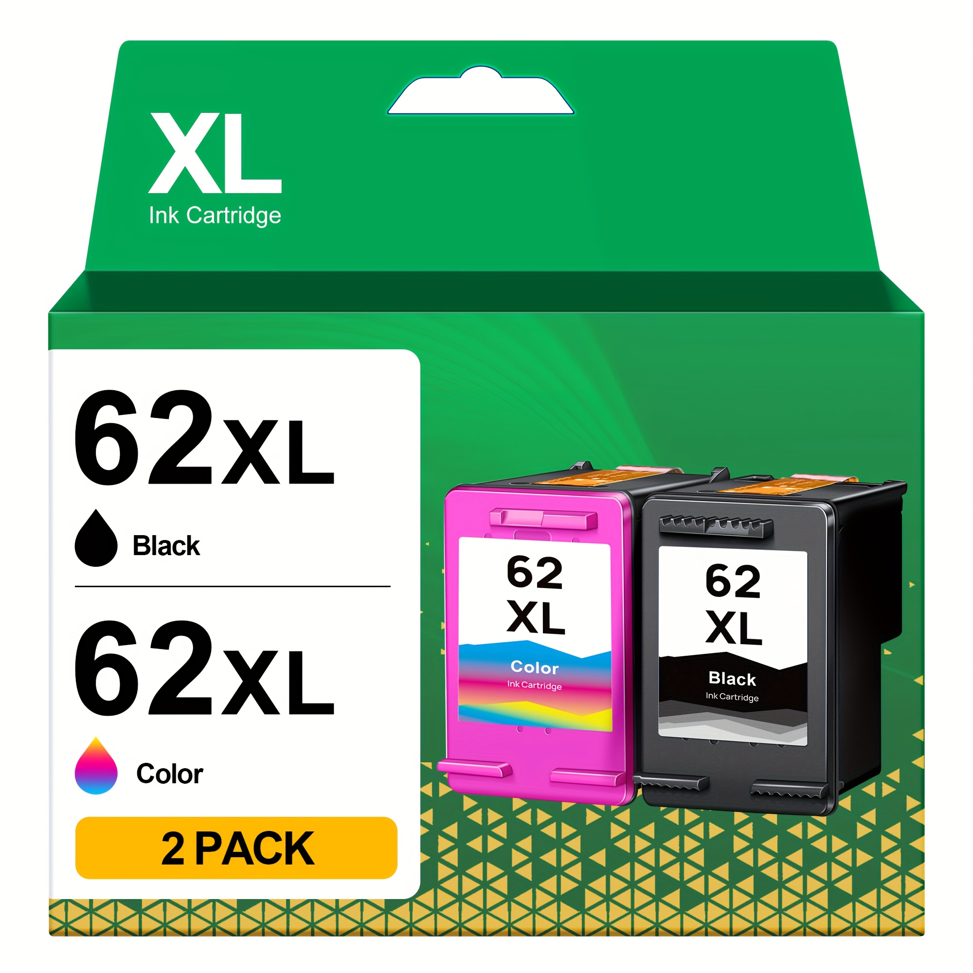 Image of 62xl Ink Cartridges Remanufactured For 62 Xl (black & Colour) For 5540 5541 5542 5544 5546 5640 5642 5644 5646 7640 200 250 5740 5742 5744
