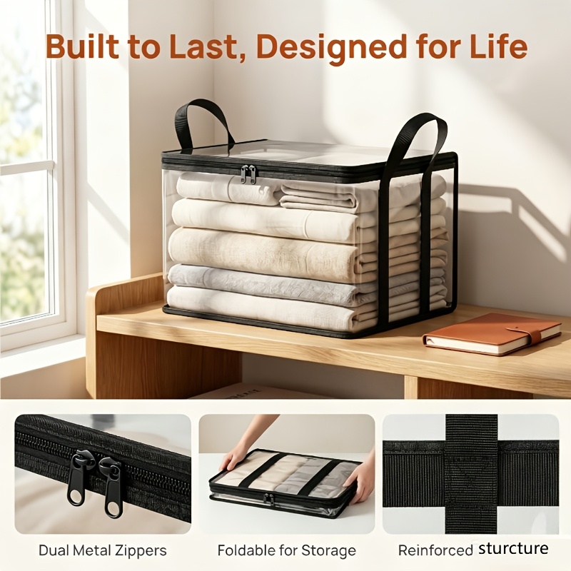 4pcs Large Clear Thick Storage Boxes with Hinged Lid