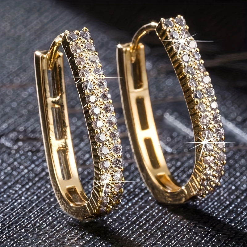 

A Pair Of And Luxurious Circular For Ladies, Featuring 2 Rows Of Synthetic Zirconia. Perfect 's Parties, Banquets, , And Casual Outfits, Adding A Touch Of Personality With This Unique Jewelry.