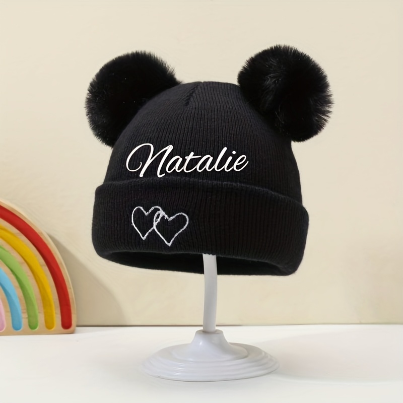 TEMU Personalized Embroidered Custom Love Heart Small Hat, Name Embroidery Available, Winter Hat - Unisex, Lightweight And Breathable