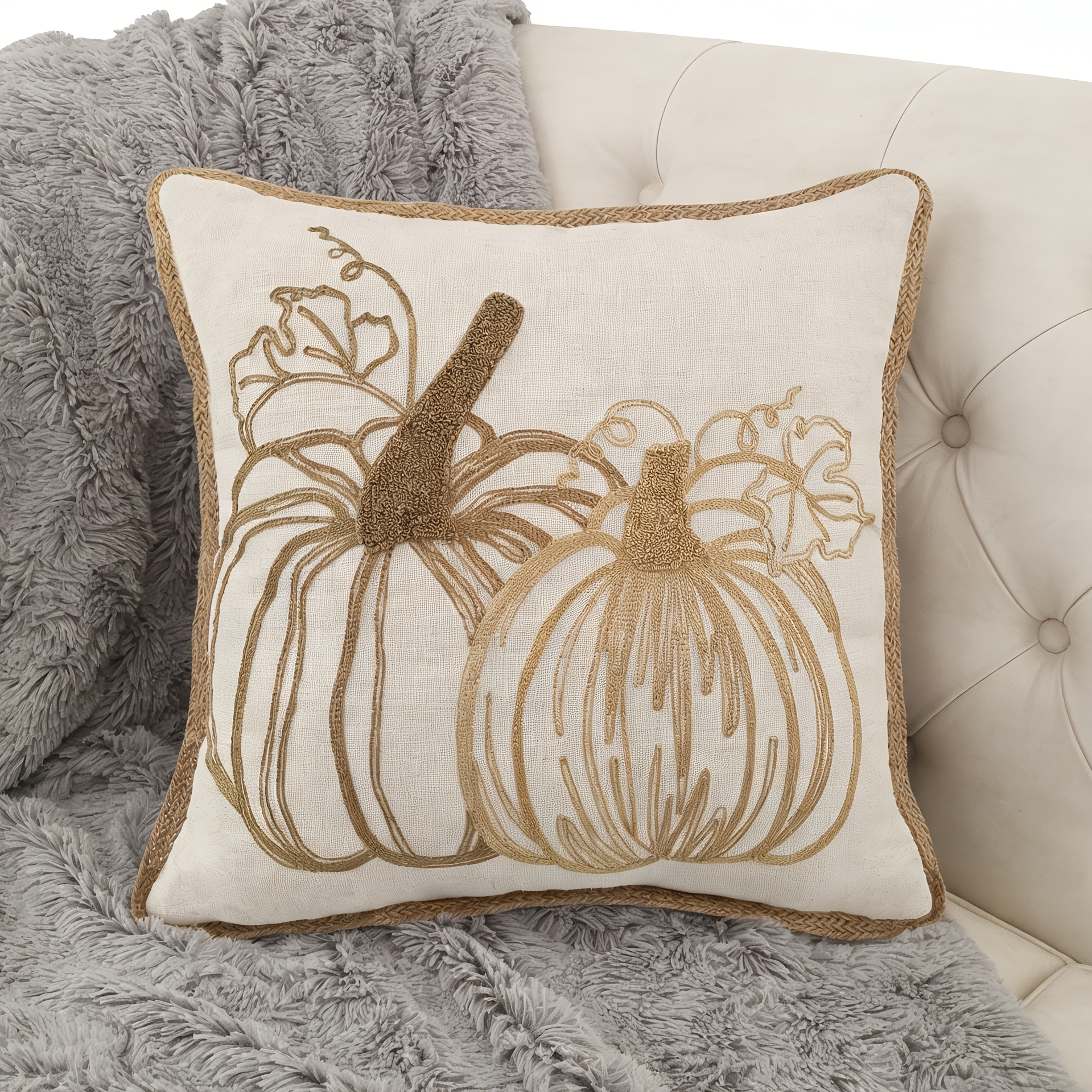 TEMU Pumpkin Pillowcase, Pumpkin Embroidery Decorative Cover, Style Cushion Cover, Suitable For Sofa Living Room Home