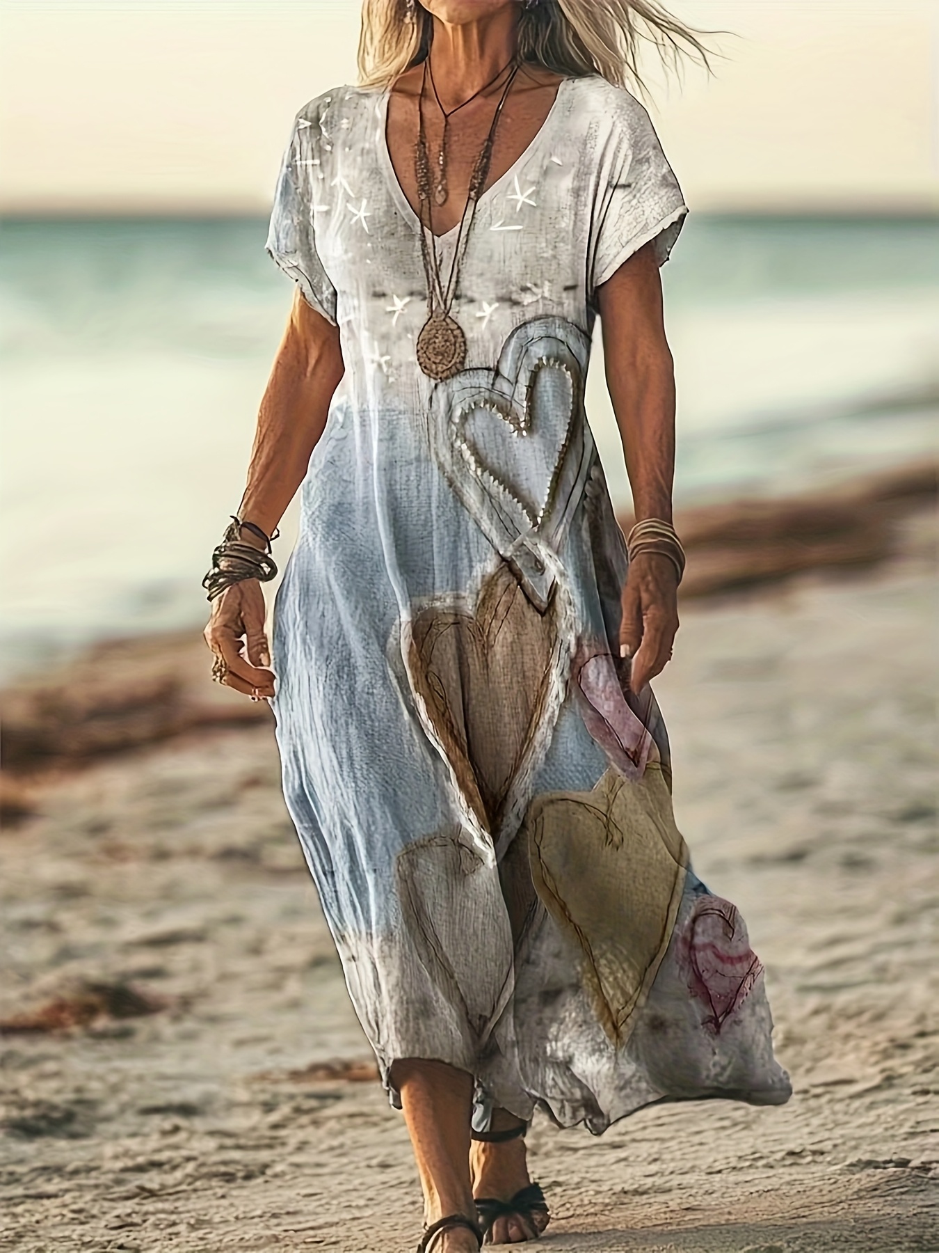 Women's Elegant Maxi dress Flowy V-Neck Batwing Dresses, Lightweight  A-Line Beach Formal Dresses for Women, Machine Washable Evening Party  Outfits