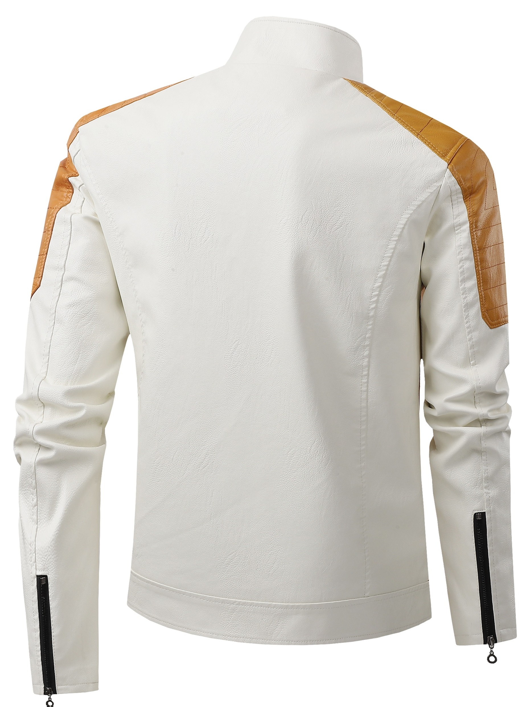 Casaco Casual Masculino de Moda Fino em Pele Sintética Estilo Motociclista 3