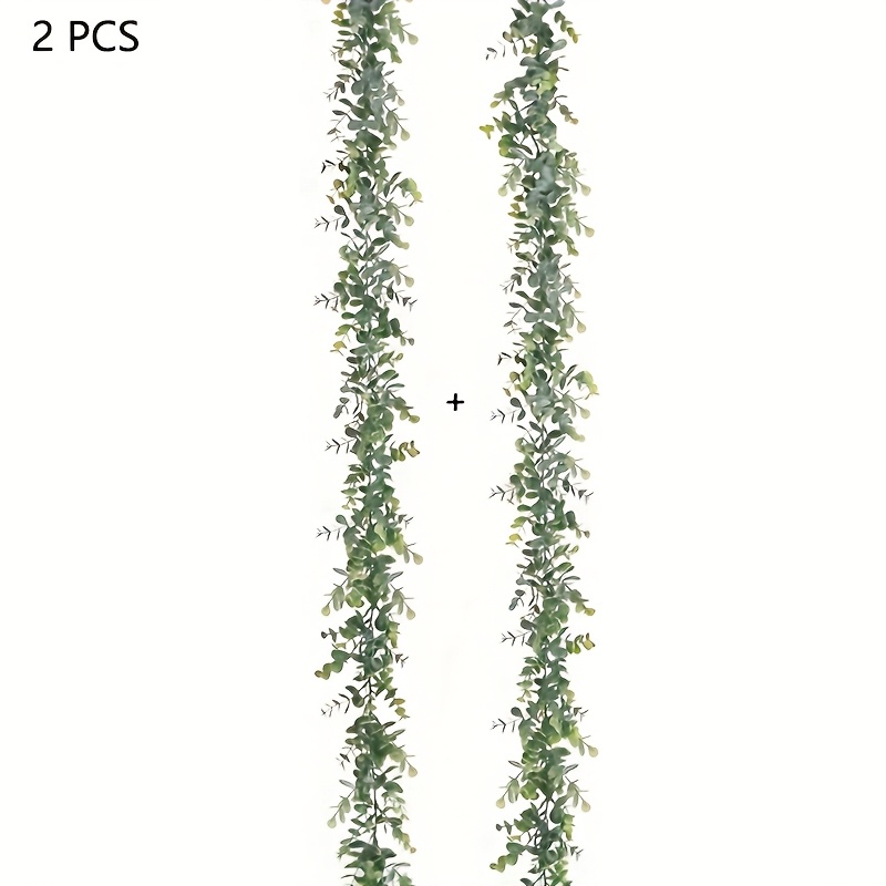 2pcs Green Eucalyptus Garland - Uv Protected Artificial Hanging Vines With Realistic Leaves For Wedding Backdrops, Arch Decor & Home Wall Accents, Versatile Indoor/outdoor Use