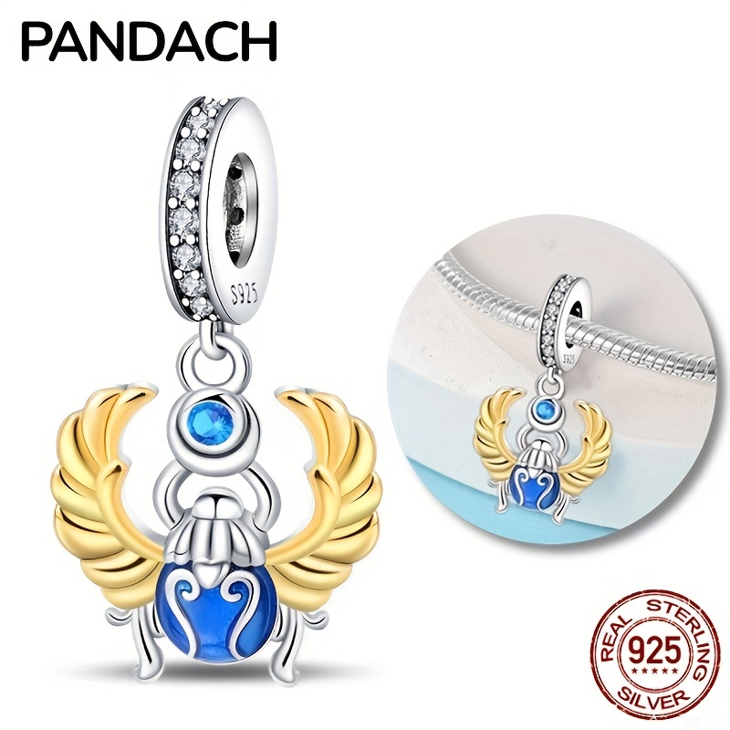 

100% 925 Sterling Silver Unique Golden Scarab Charm Perfect For Diy Bracelet & Necklace Jewelry Making