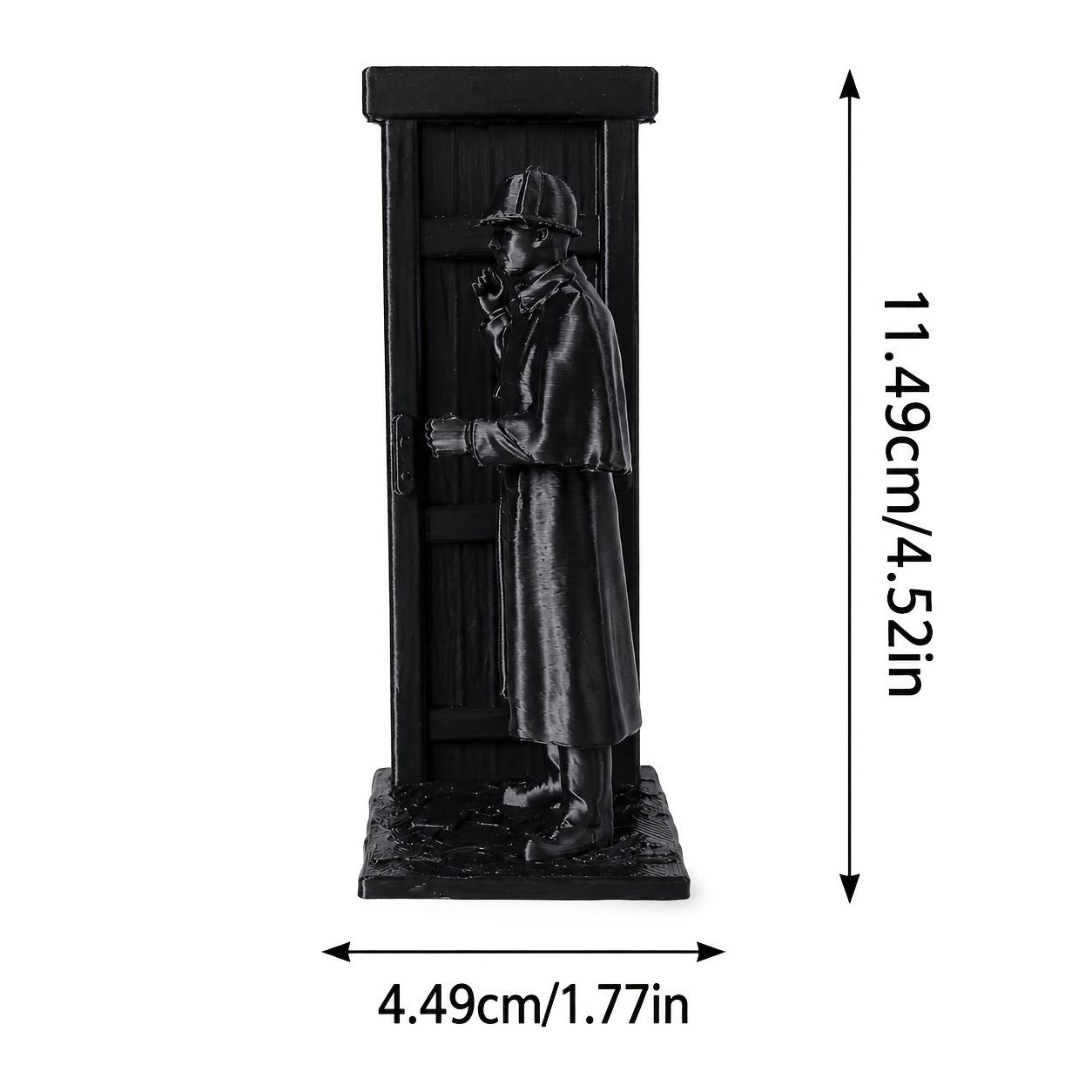 TEMU 1pc, Detective Sculpture Ornament, European Gentleman Detective Door-shaped Desktop Sculpture Ornament, Long Trench Coat Round Top Bowler Hat
