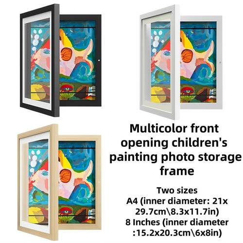 artistic painting frame with removable paper for kids artwork multi color open front photo storage box suitable for wall hanging holds 50 craft projects and paintings
