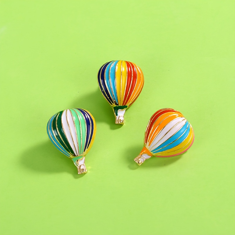 TEMU 3pcs Women's Novelty 3d Colorful Hot Air Balloon Brooches, Multicolor Clothing And Bag Accessories Badge Pins