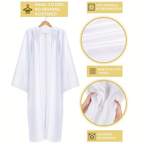 3pcs unisex matte robes for church white gown confirmation pulpit pastor judge costume adults