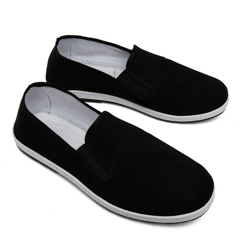 fu tai shoes nese style shoes casual shoes walking shoes rubber sole slip on flat canvas shoes black