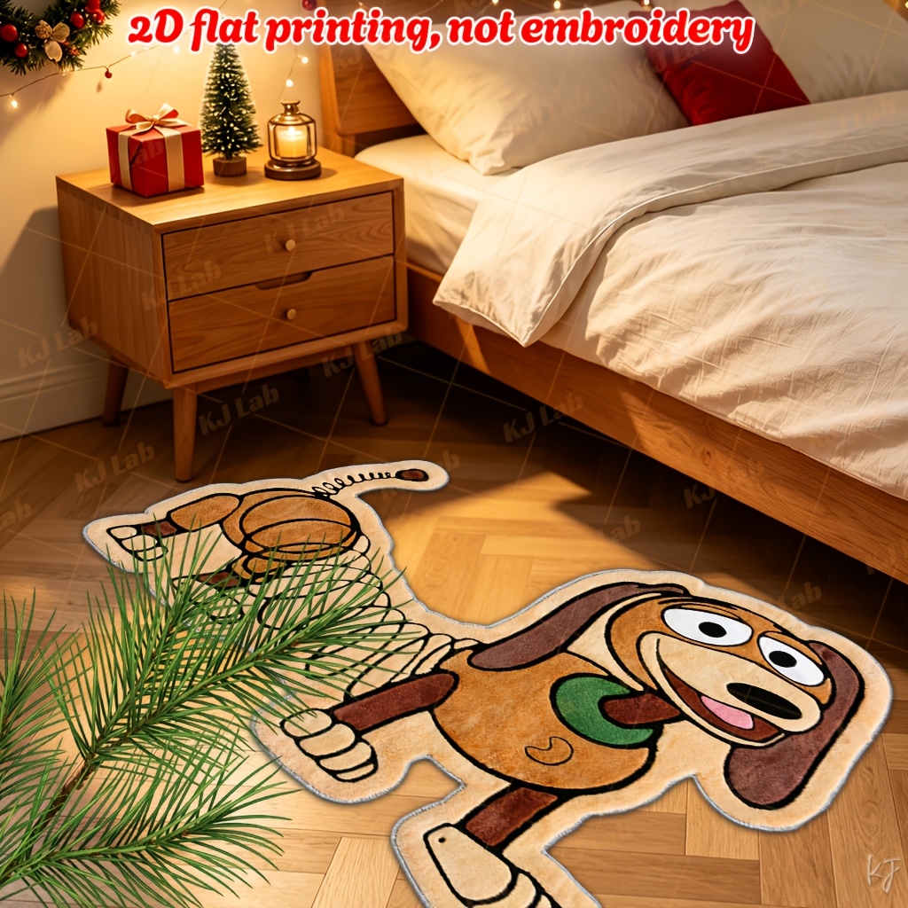 TEMU 2d Flat 1pc Wavy Irregular Floor Mat Yx469-slinkydog Character Image Pattern - Warm And Cute Rectangular Carpet, Soft And Comfortable, Suitable