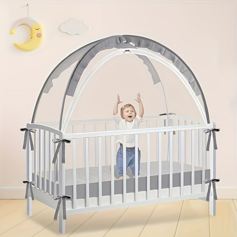 Crib Canopy - Netting to Prevent from Climbing Out - Sturdy And Breathable Pop-Up Tent for Cribs, Safety Cover