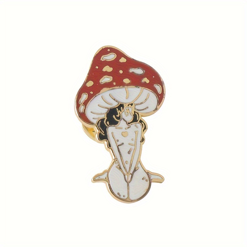 

Enamel Mushroom Pin, Cute And Simple Alloy Brooch, Creative Mushroom Lady Badge, Fashion Accessory For Clothing And Bags