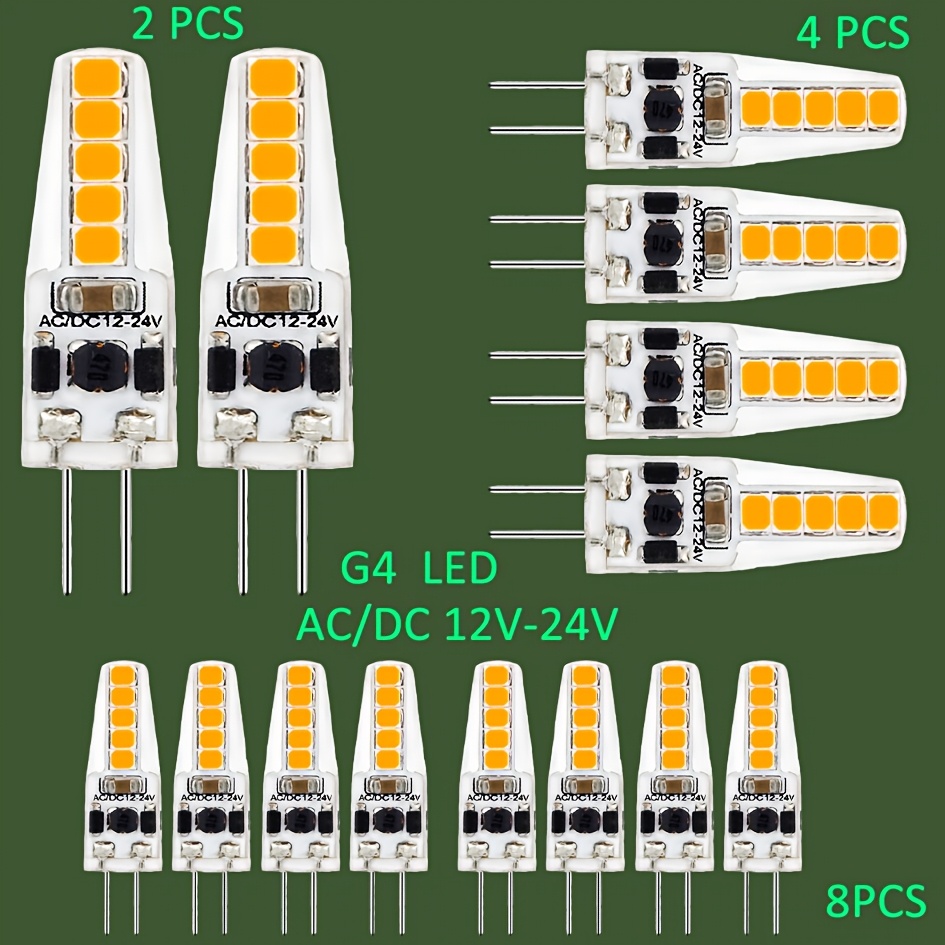 item picture 8pcs 4pcs 2pcs   2w ac   12v 24v t3 jc type g4 led lights equivalent to 20w 30w   suitable for engineering landscapes commercial use home cabinet lighting ceilings stair lighting rvs boats and home  